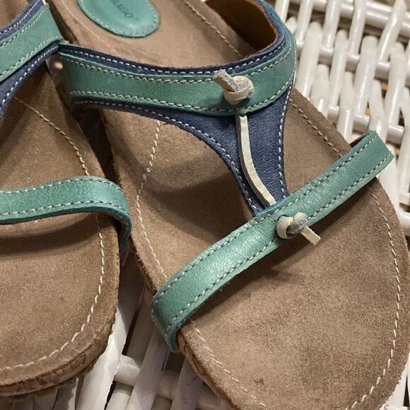 Sebago Somersworth slide sandal teal/blue leather size 7 - Picture 2 of 5